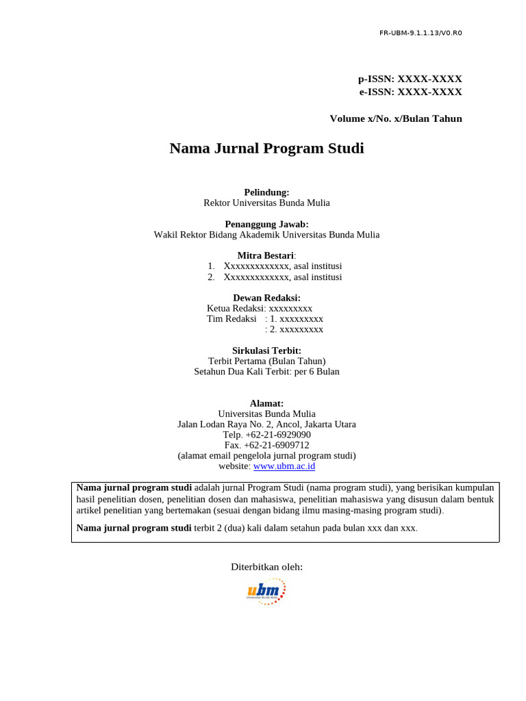 FR-UBM-9.1.1.13 V0.R0 Template Jurnal Ilmiah Prodi MIKOM | PDF
