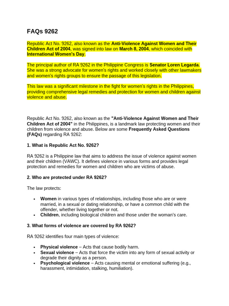 RA 9262: Protecting Women & Children | PDF | Violence | Psychological Abuse
