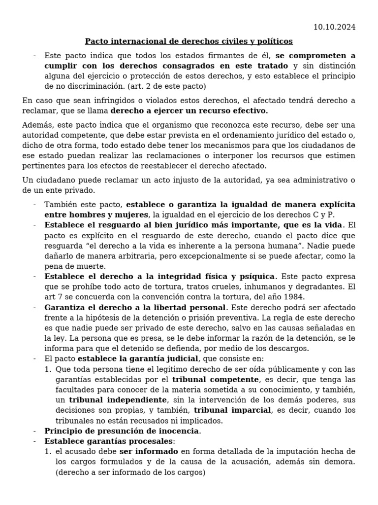 Pacto Internacional de Derechos Humanos | PDF | Convenio europeo de ...