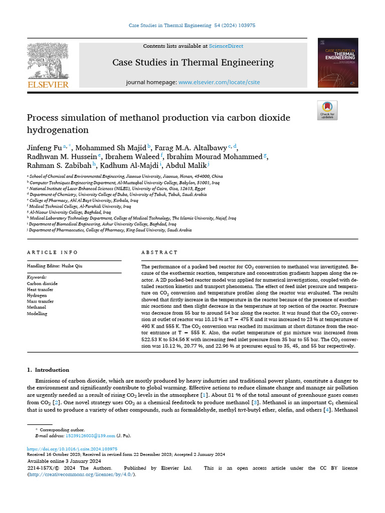 1 s2.0 S2214157X24000054 Main | PDF | Carbon Dioxide | Methanol