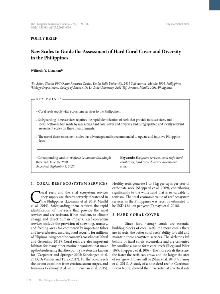 Coral Cover and Diversity Assessment in Philippines | PDF | Coral Reef ...