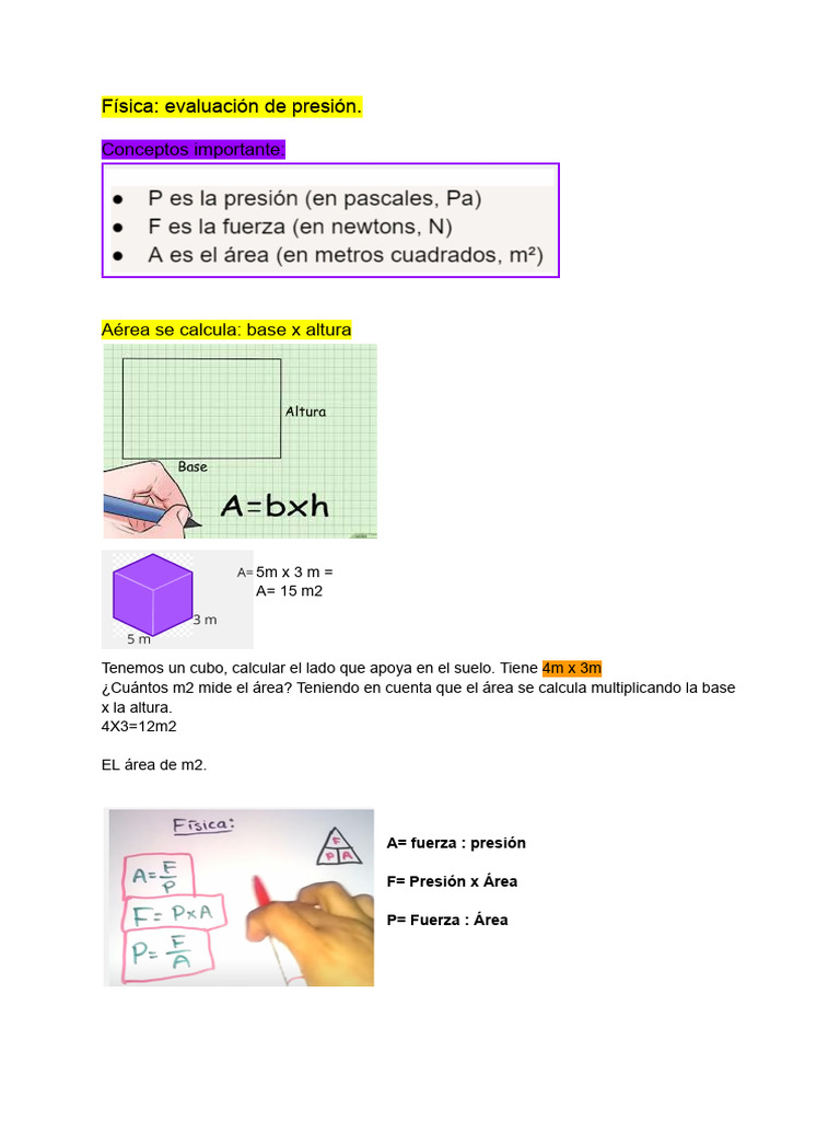 Evaluación de Presión en Física | PDF | Métodos y materiales de enseñanza