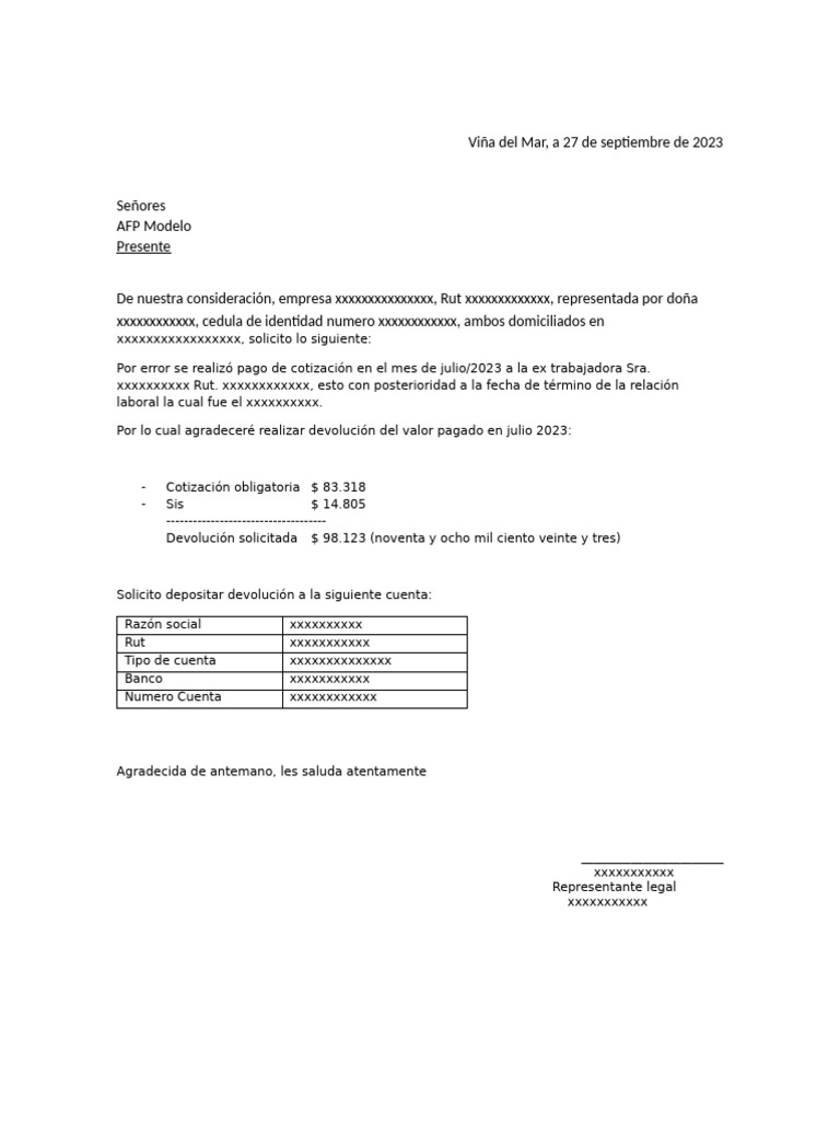 Solicitud de Devolución AFP Modelo | PDF