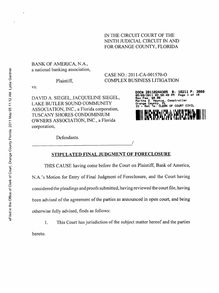 20110244305 | PDF | Foreclosure | Lawsuit