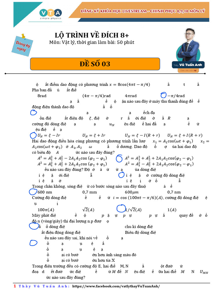 3. Thay Vu Tuan Anh. Lộ trình về đích 8+ (đề số 03) | PDF