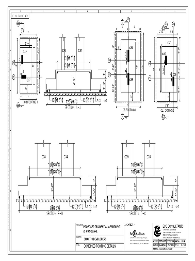 Combined Footing Detail Drawing | PDF