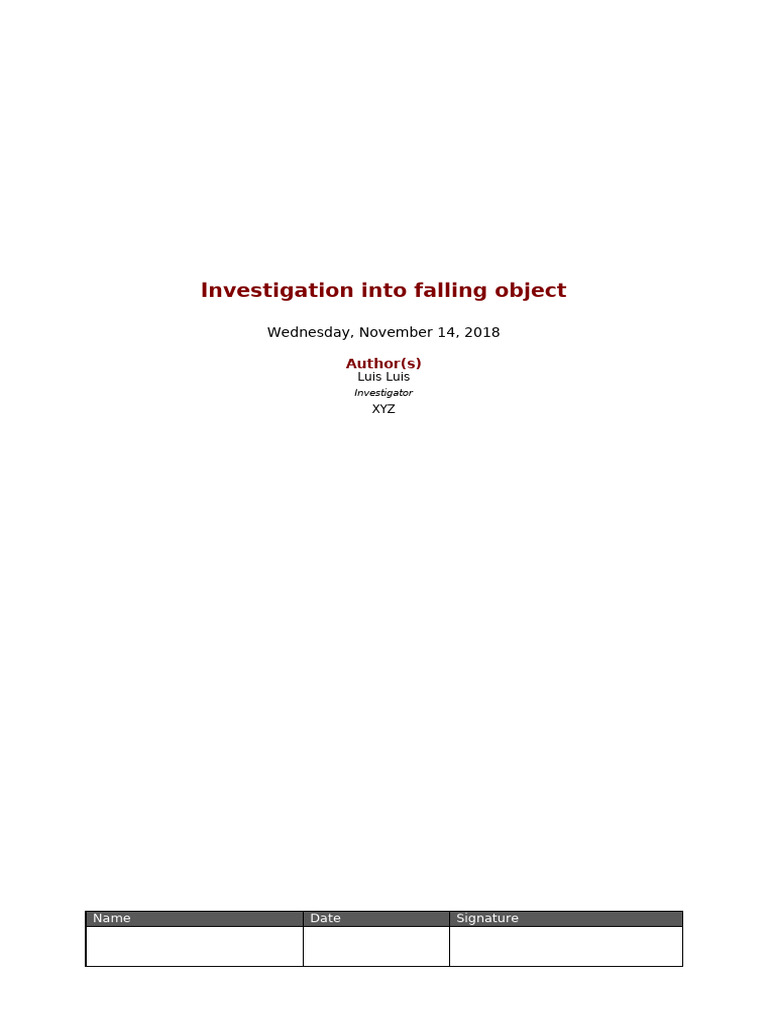 Blackbox testing investigation into falling object pdf