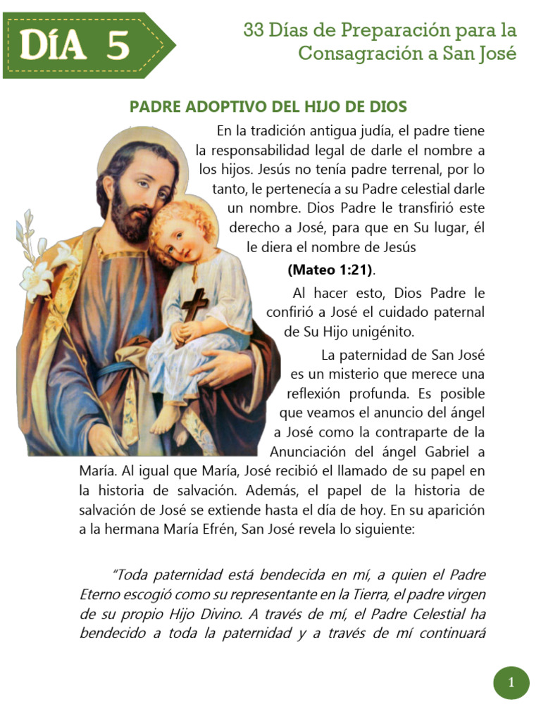 Dia 5 - San Jose | PDF | María, madre de Jesús | Dios el padre