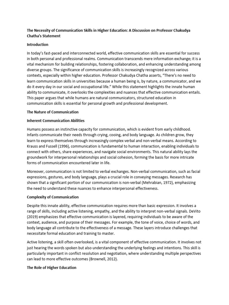Importance of Communication Skills in Education | PDF | Communication ...