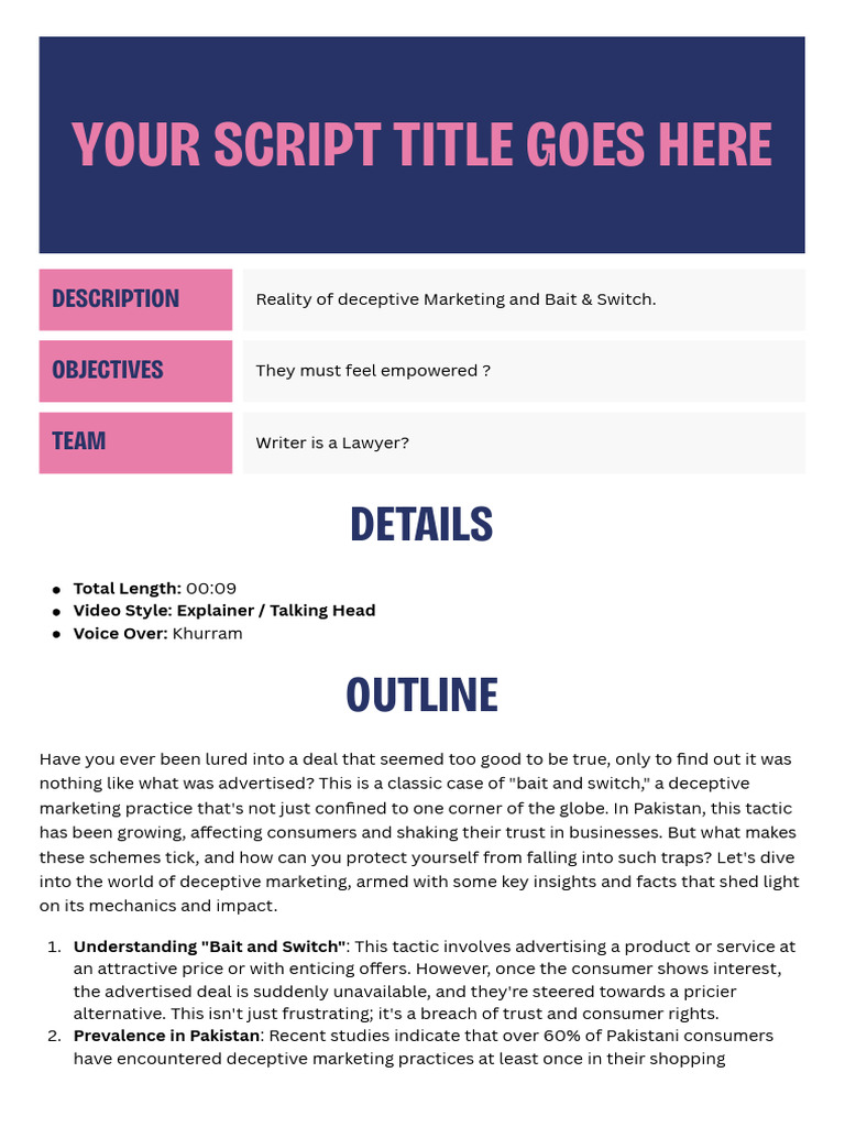 Video Script Doc - 20240409 - 103357 - 0000 | PDF | False Advertising ...
