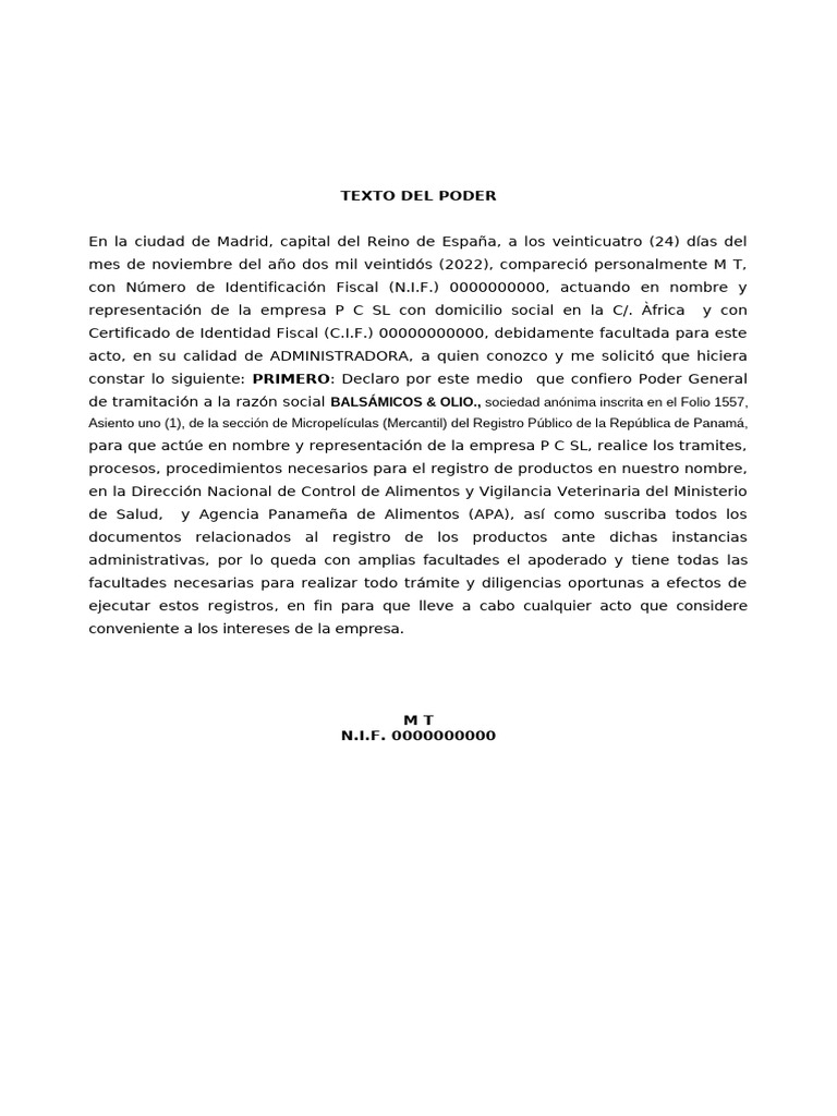 Poder General para Registro de Productos | PDF