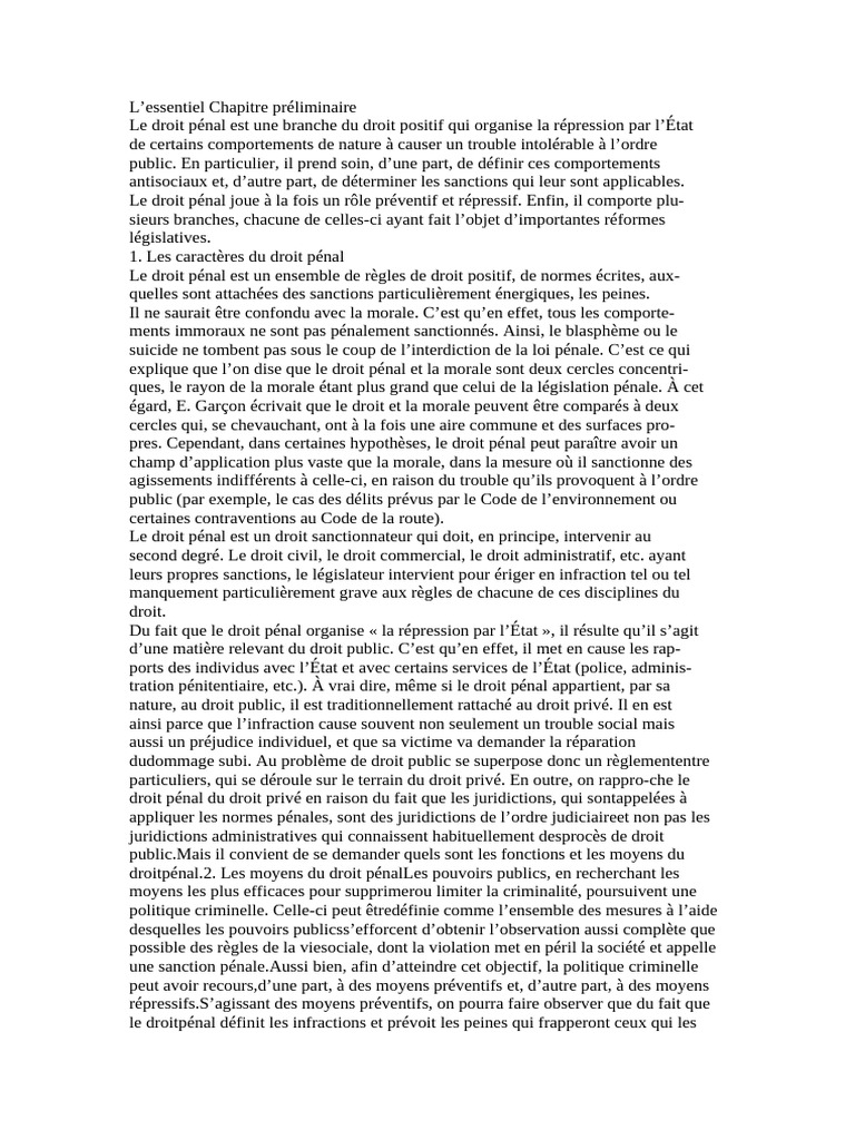 Introduction au droit pénal et ses fonctions | PDF | Crimes | Crime et ...