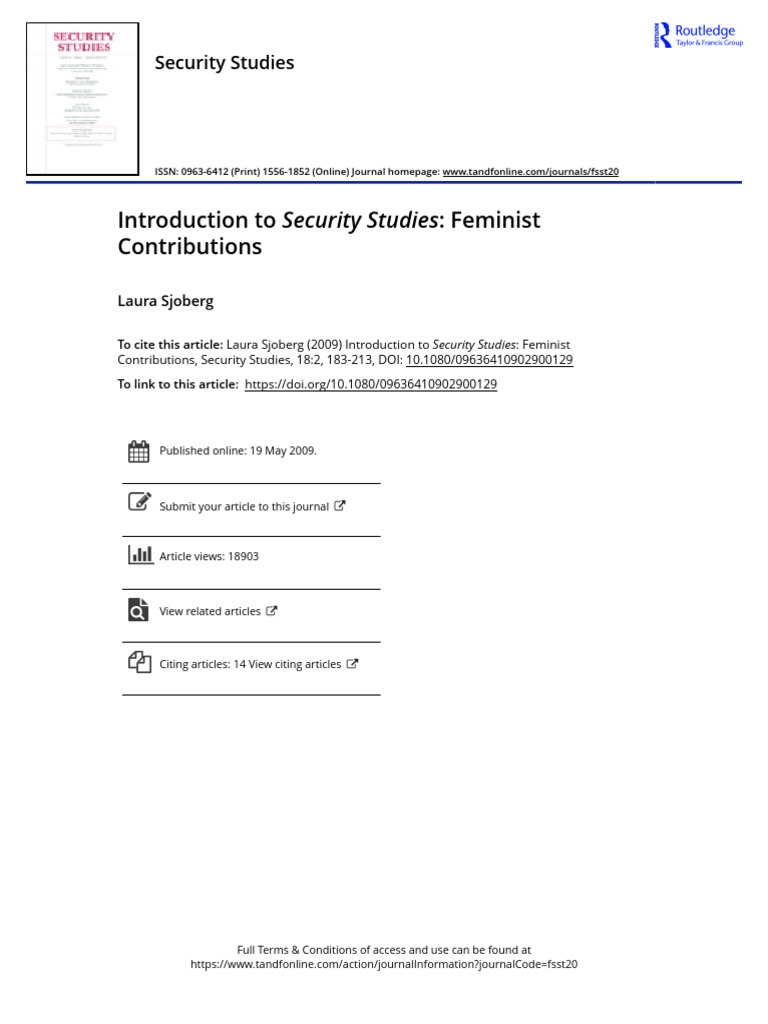 Introduction To Security Studies Feminist Contributions Pdf
