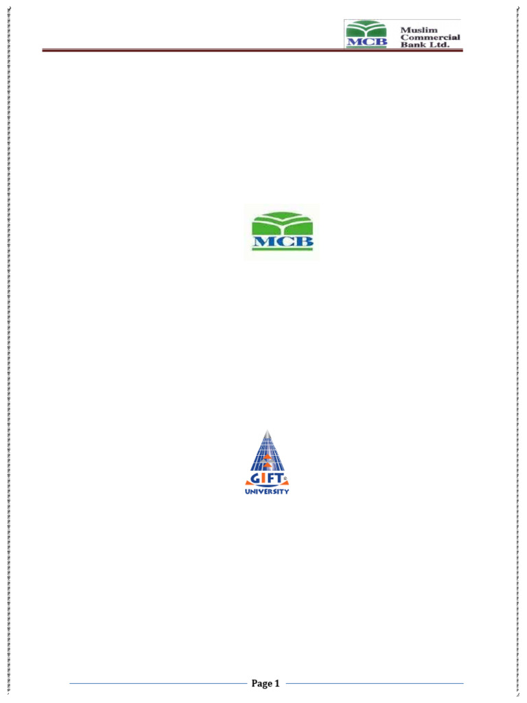 Final Internship Report On Mcb Pdf Banks Islamic Banking And Finance