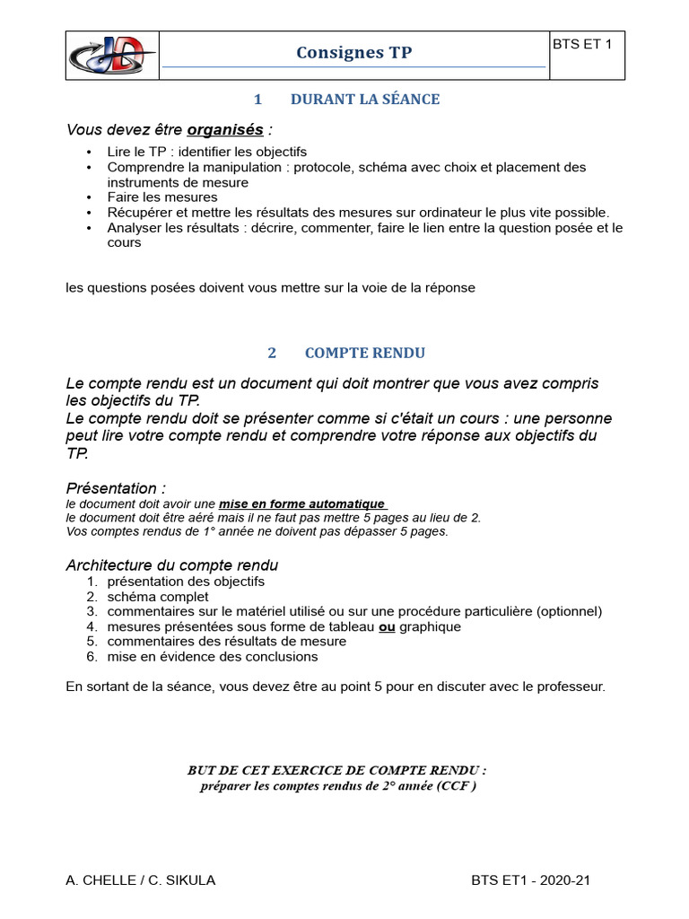 Guide de Rédaction de Compte Rendu TP | PDF