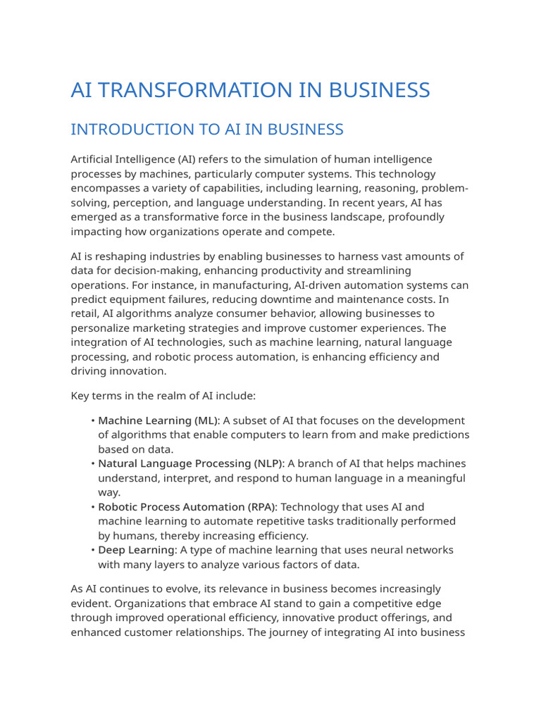 AI Transformation in Business Strategy | PDF | Artificial Intelligence ...