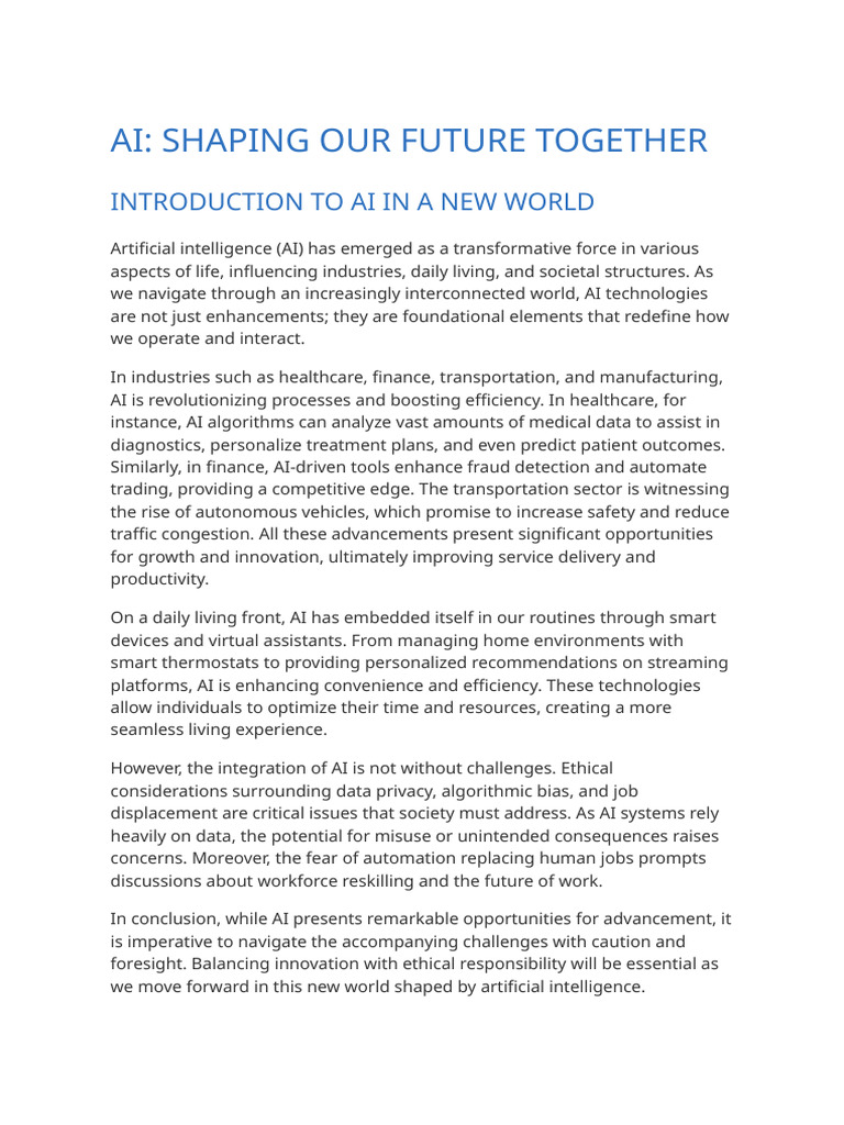 AI - Shaping Our Future Together | PDF | Artificial Intelligence ...