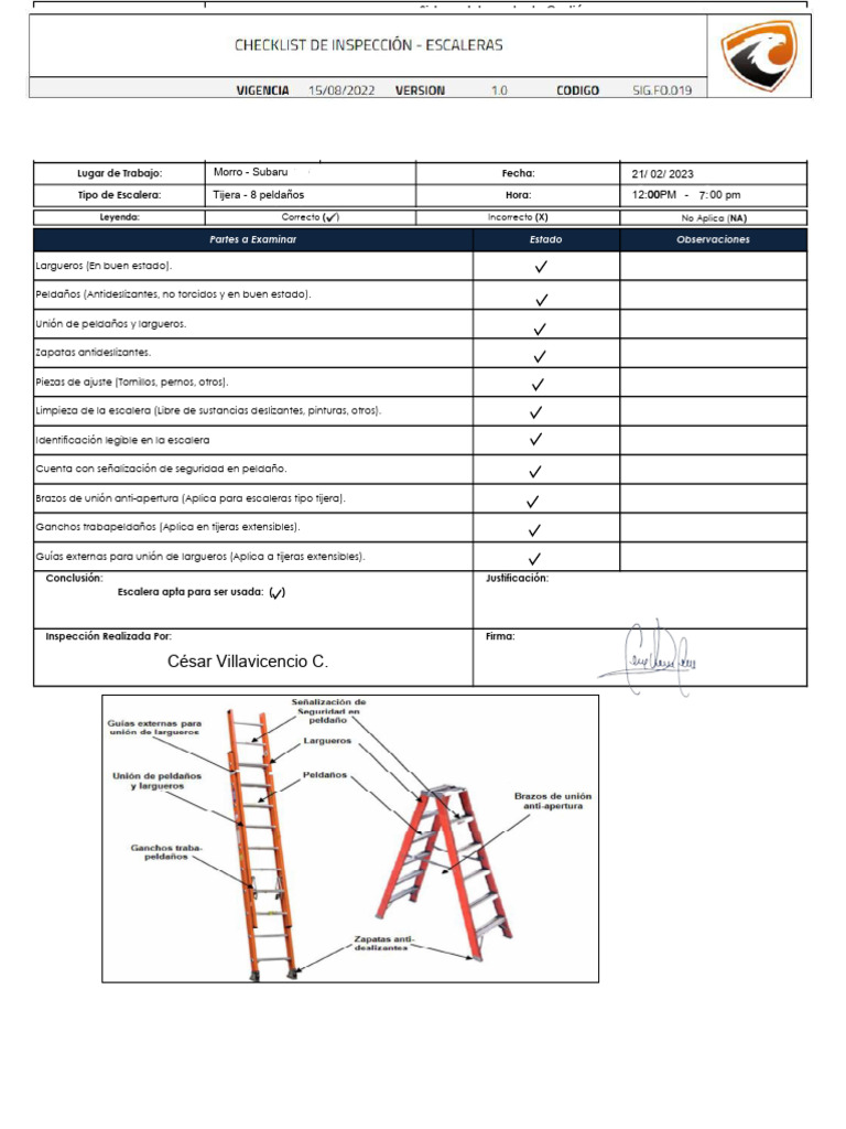 Inspección de Escaleras Metálicas 2023 | PDF