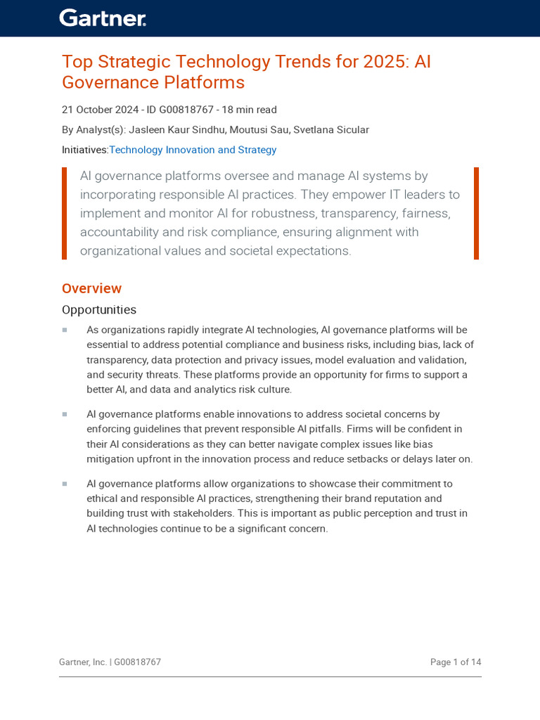 AI Governance Platforms: Trends for 2025 | PDF | Governance ...