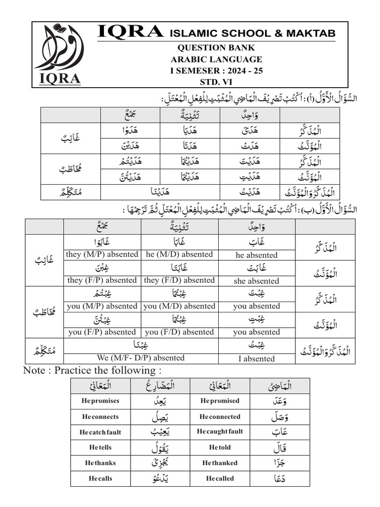 Arabic Language Question Bank | PDF