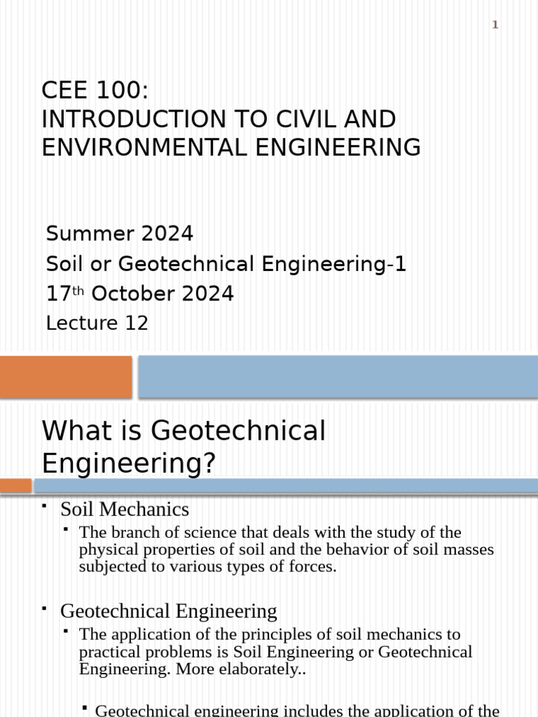 CE100 Lec-12 - Soil - 1 | PDF | Foundation (Engineering) | Deep Foundation