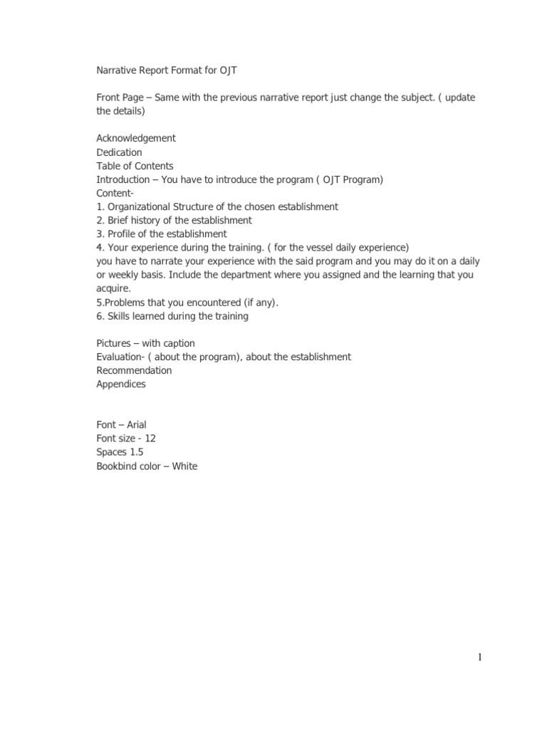 OJT Narrative Report Overview | PDF | Hotel | Lunch