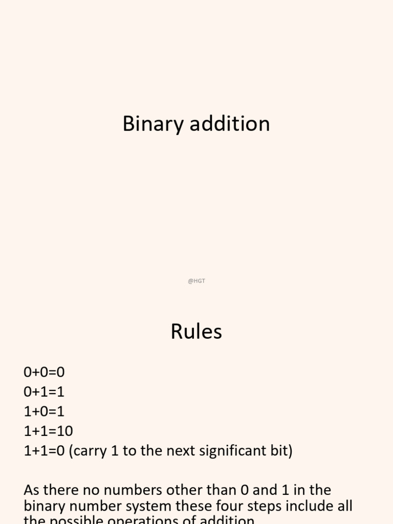 Binary Addition Rules & Examples | PDF