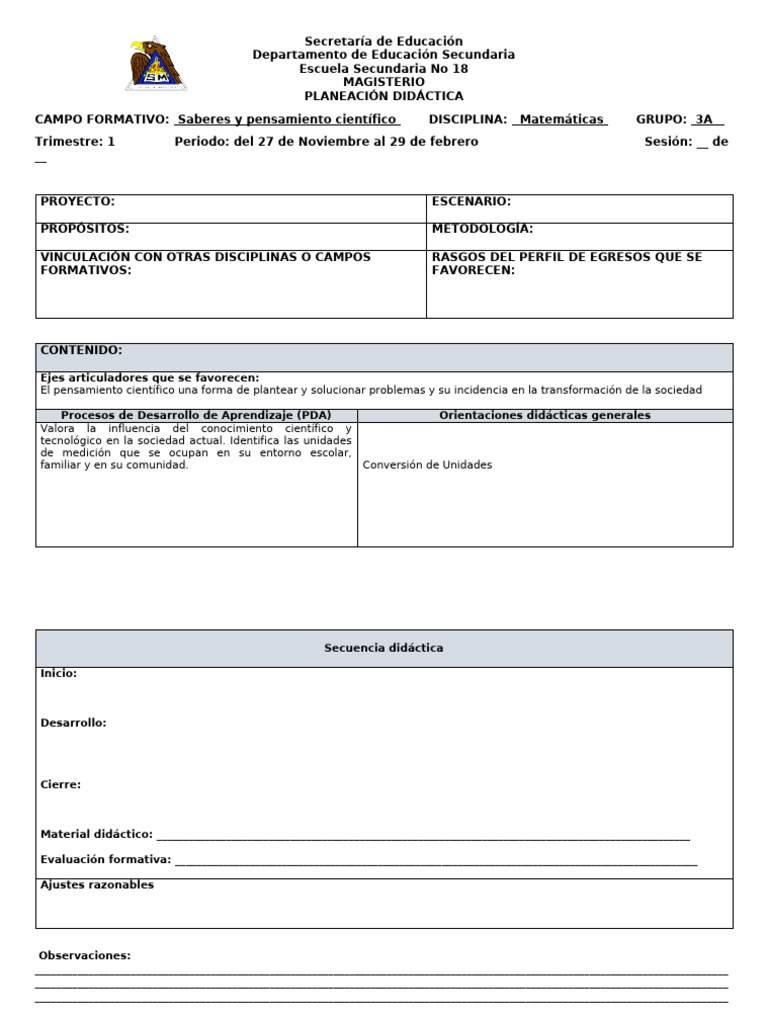 Formato Planeacion | PDF | Modificación de comportamiento | Cognición