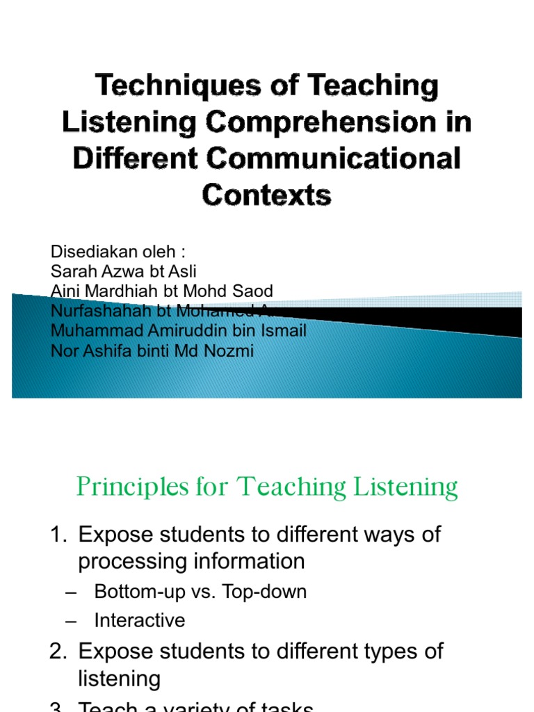 Teaching Listening Comprehension Skills | PDF | Reading Comprehension ...