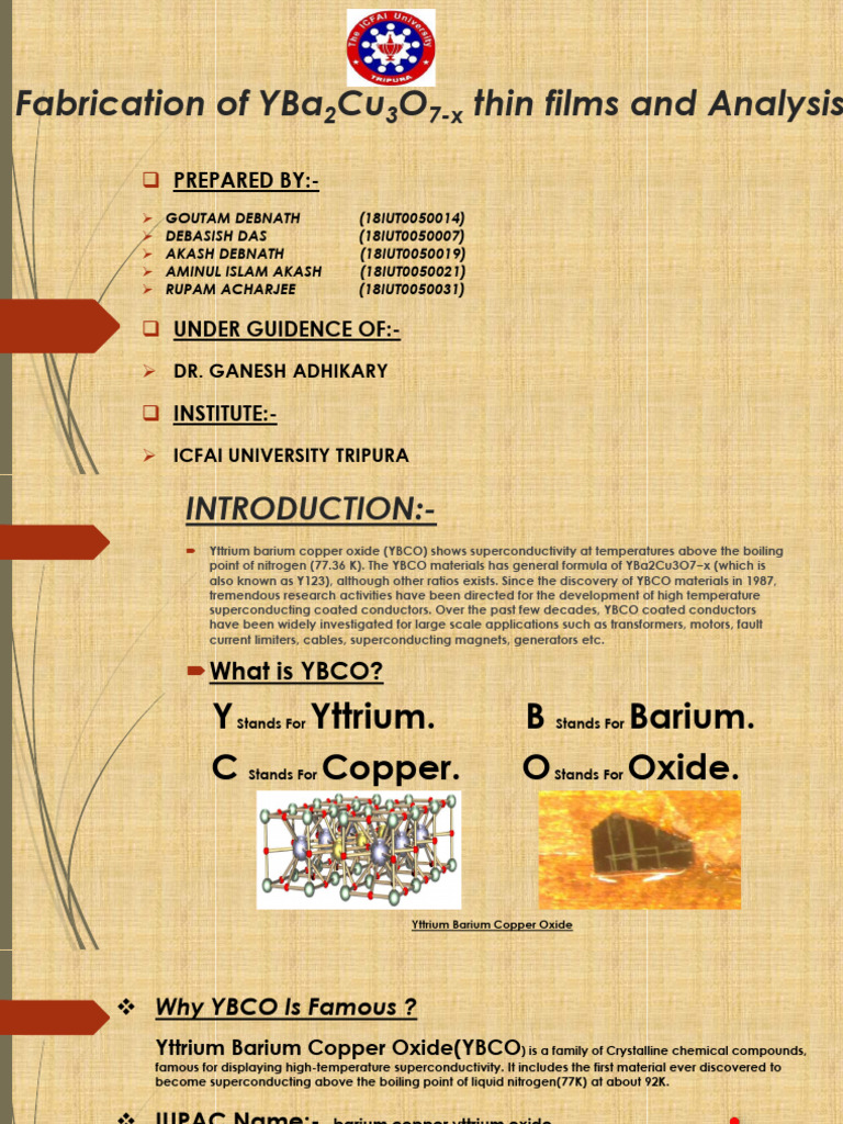 Fabrication of YBa2Cu3O7-x thin films and Analysis | PDF | Scanning ...