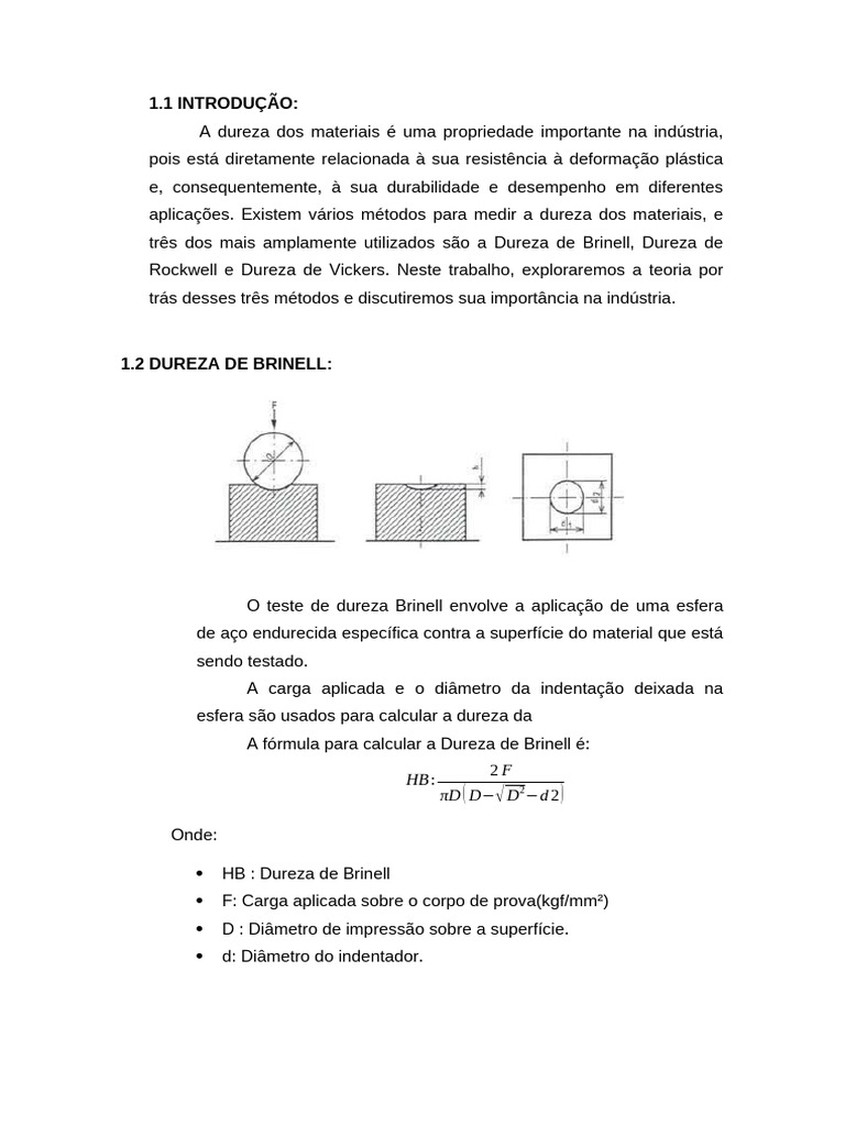Métodos de Dureza: Brinell, Rockwell e Vickers | PDF | Dureza ...