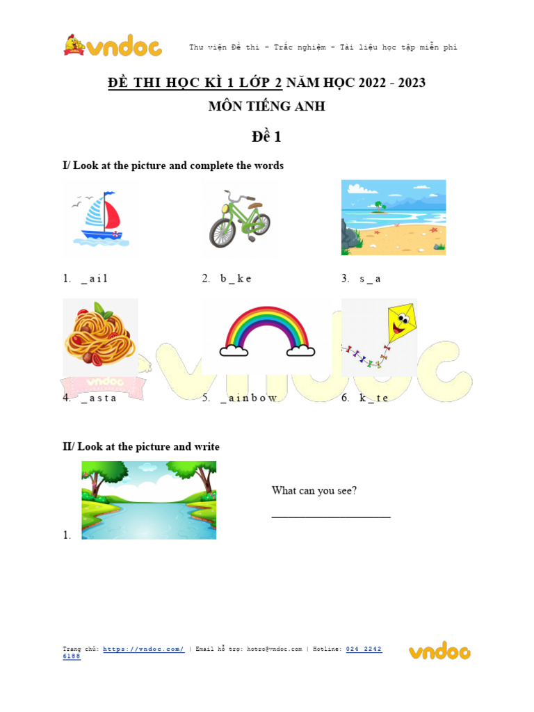 De Thi Hoc Ky 1 Mon Tieng Anh Lop 2 Co Dap An 1 | PDF