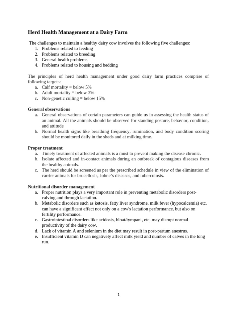2103 Herd Health Management at A Dairy Farm | PDF | Cattle | Dairy Cattle