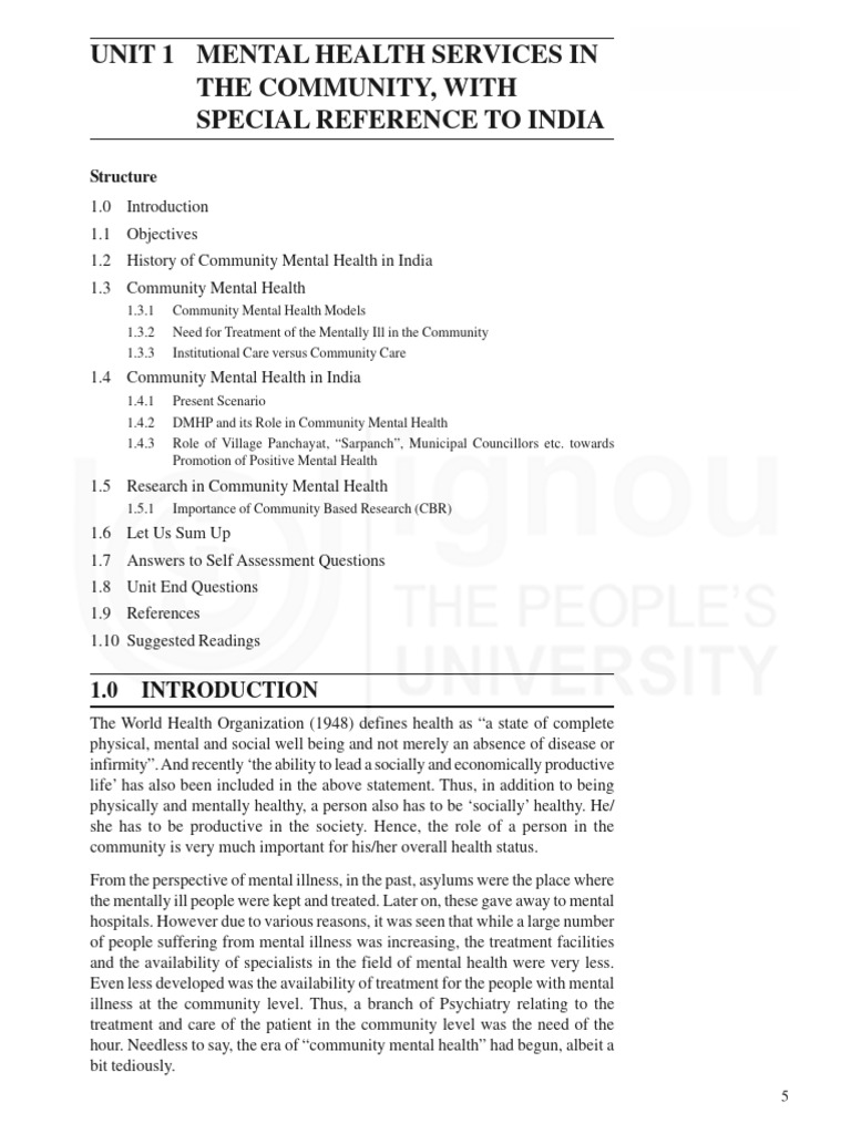 Community Mental Health Services in India | PDF | Cost Of Living ...