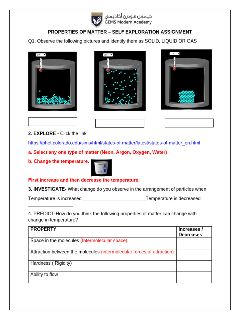 Properties of Matter - Task 3 | PDF | Gases | Liquids