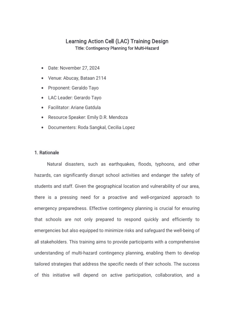 Multi-Hazard Contingency Training Guide | PDF | Emergency Management | Risk