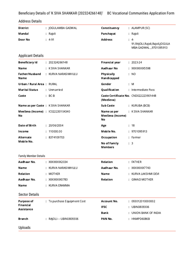 Telangana State OBMMS - CGG | PDF