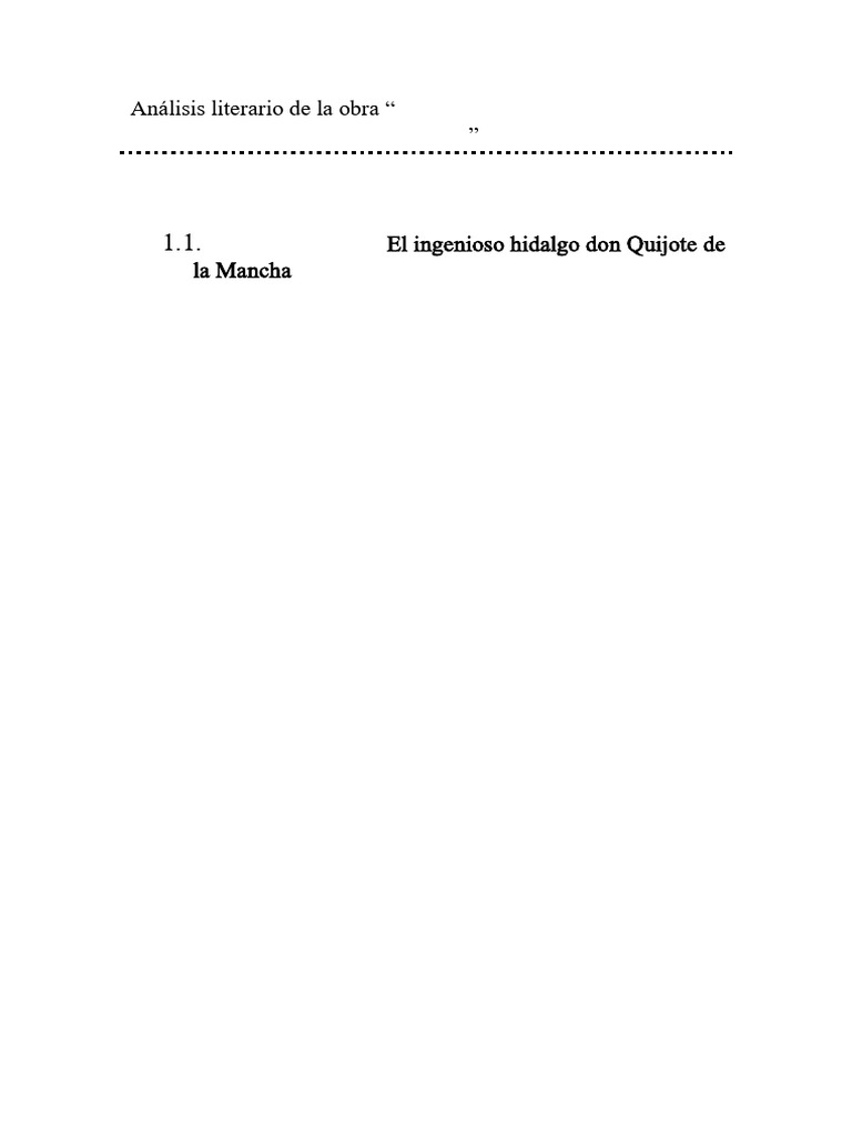 Análisis de Don Quijote de la Mancha | PDF | Don Quijote