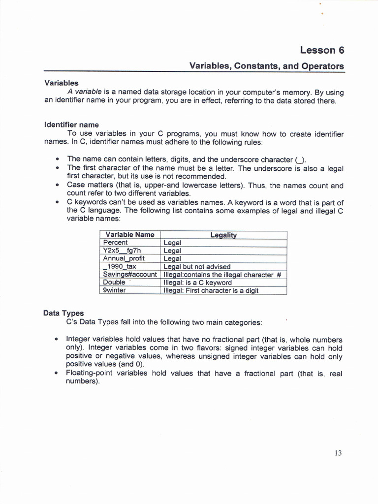 ICC 0102 Fundamentals of Programming - C Programming Lesson 6 | PDF