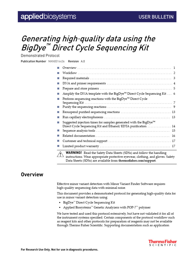 MAN0014436 BigDyeDirect Cycle Seq Hiqual Data UB | PDF | Polymerase ...