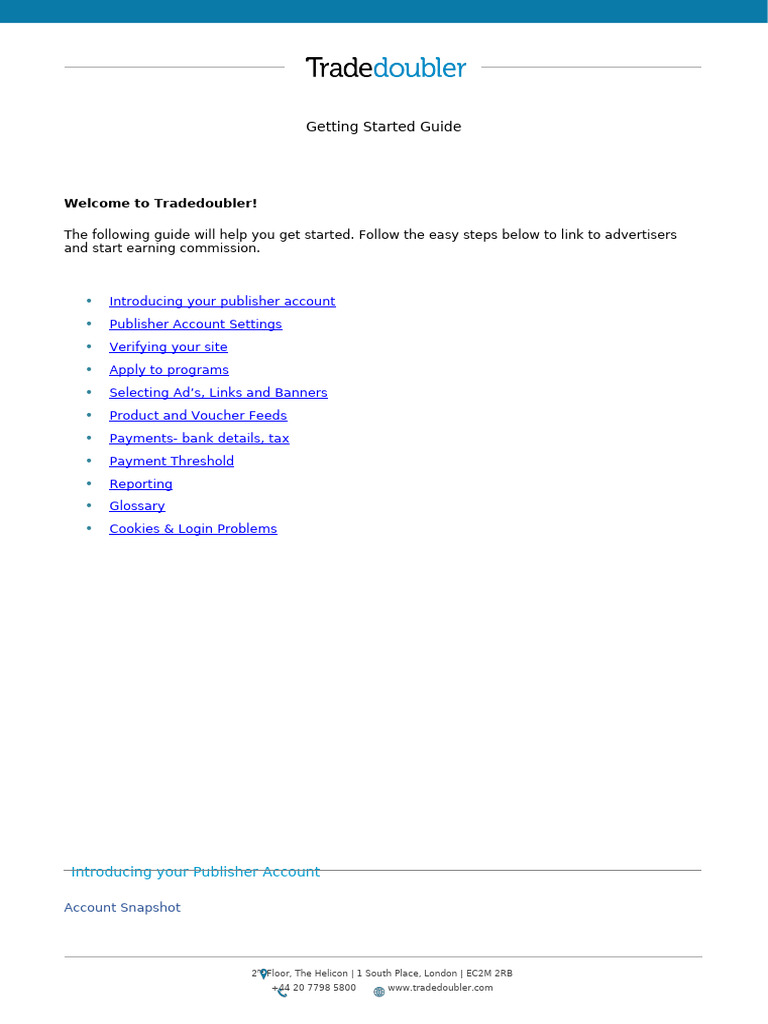 Tradedoubler Publisher Guide | PDF | Websites | Html Element