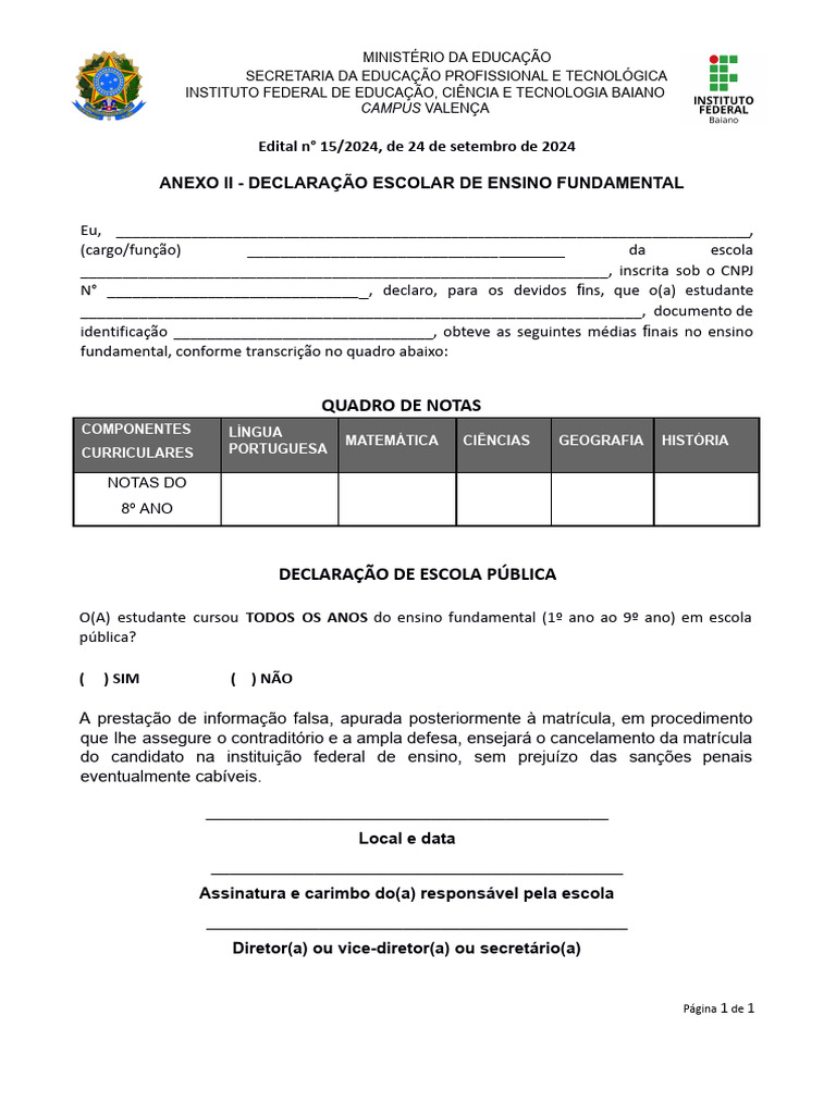 Declara o Escolar De Frequ ncia PDF Carreira E Crescimento