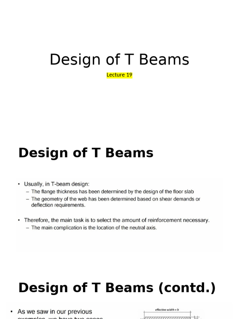 Lecture 19 - Design of T Beams | PDF | Art