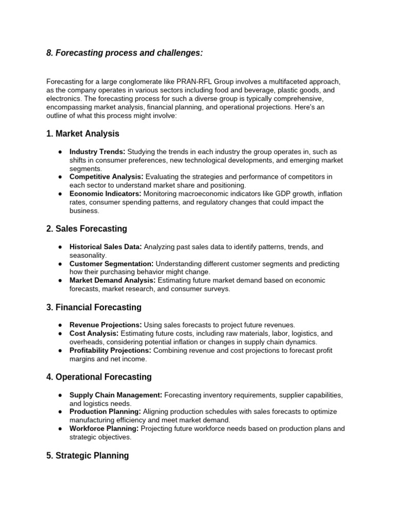 PRAN-RFL Group Forecasting Strategies | PDF | Forecasting | Analytics