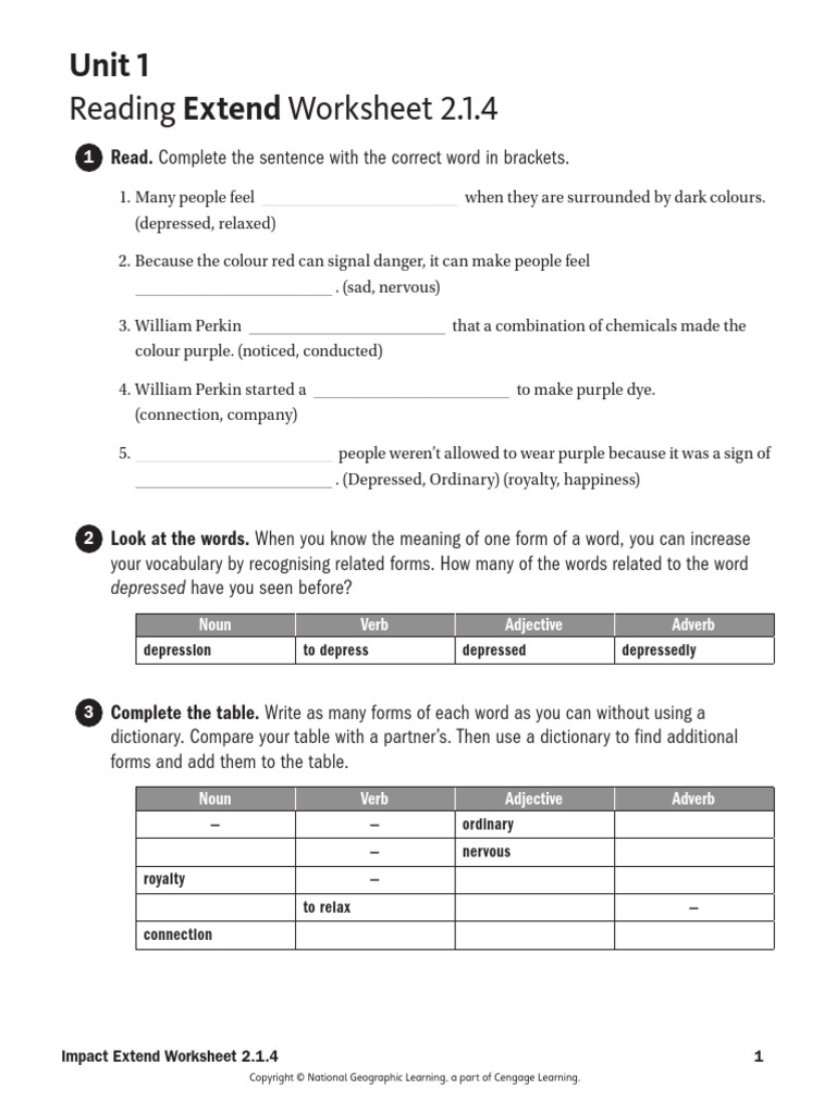 Impact 2 Unit 1worksheet | PDF | Foreign Language Studies