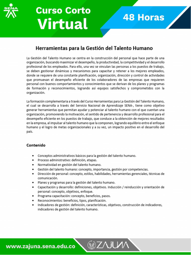 Herramientas para La Gestión Del Talento Humano: Contenido | PDF ...