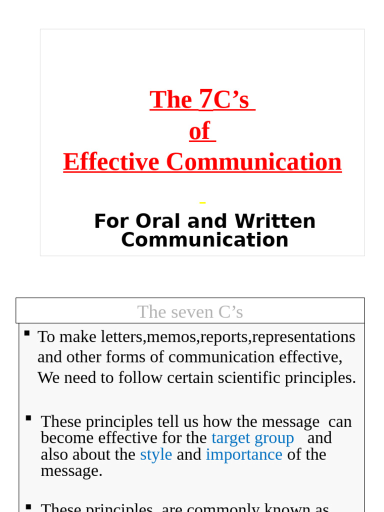 7 C's of Effective Communication Guide | PDF | Communication | Word