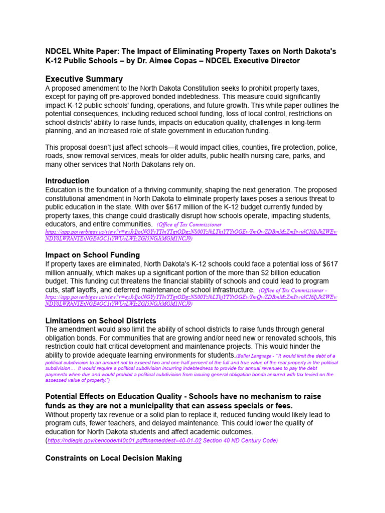 10252024 Linked Doc_NDCEL White Paper P. Tax Elimination on Schools