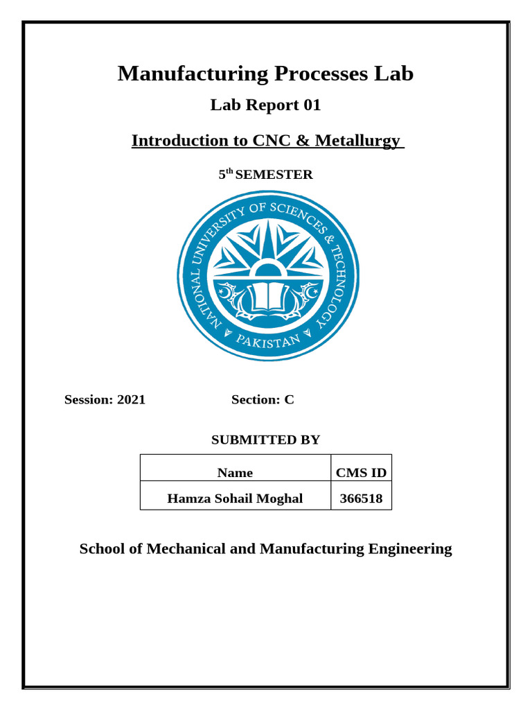 CNC and Metallurgy Lab Report 01 | PDF | Numerical Control | Machining