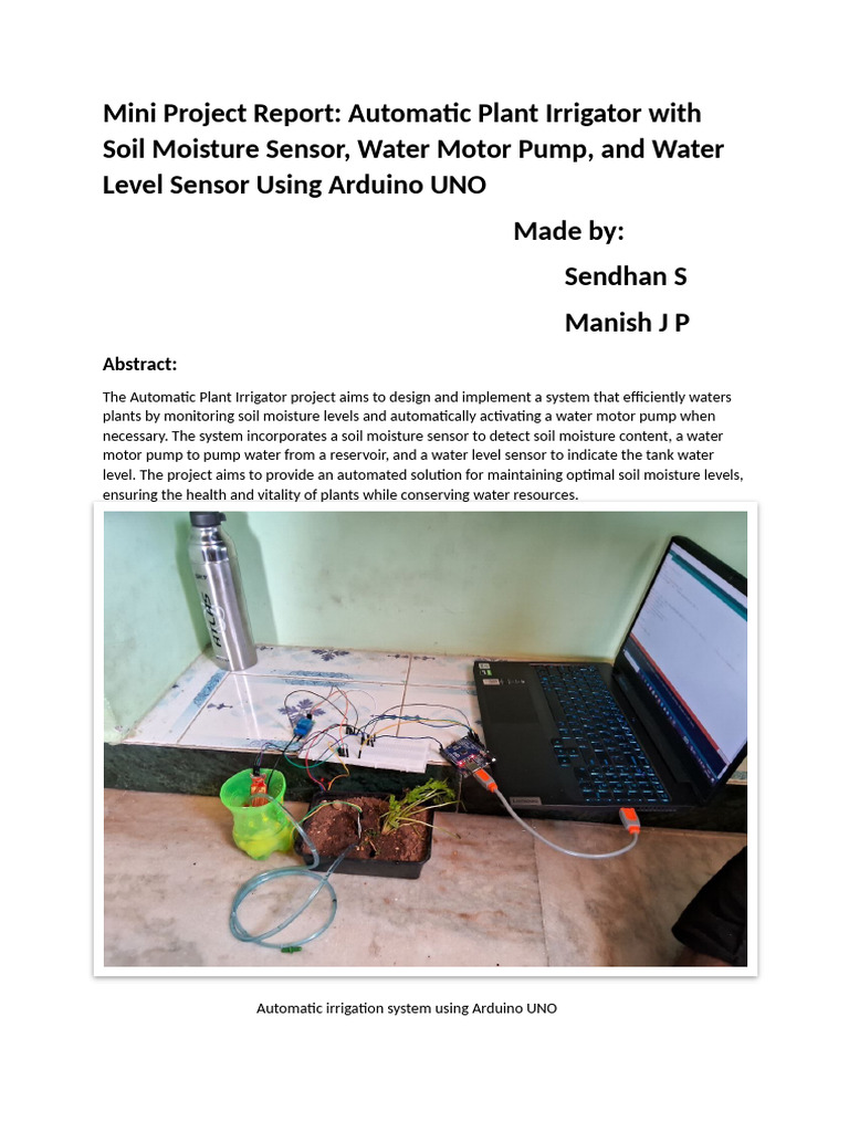 Automatic Plant Watering System | PDF | Arduino | Sensor